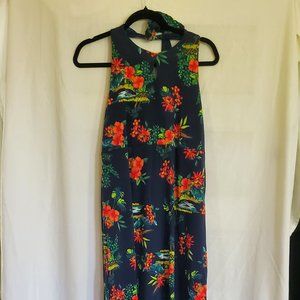 NWT Lands End tropical print halter maxi dress size M